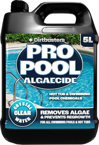 Dirtbusters Pro Pool Algaecide For Swimming Pools & Hot Tubs Concentrate, Powerful Algae Remover & Prevention Treatment For Clean Crystal Clear Water (5L)
