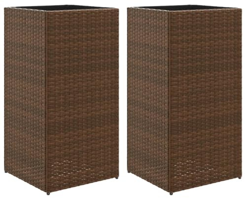 vidaXL Pflanzkübel 2 STK. Braun 40x40x80 cm Poly Rattan