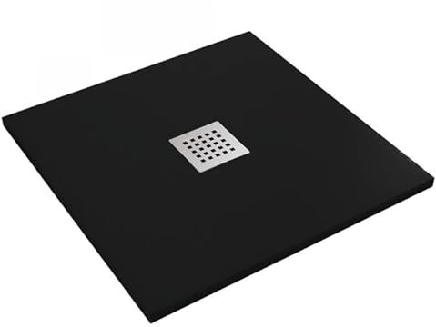 DOMUS ARREDO - Plato de ducha de mármol resina LUX con orificio central (negro Ral – 9017, 75 x 170)