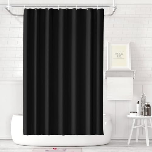 LUKDUNG Tenda da bagno, 120 x 200 cm, anti muffa, impermeabile, lavabile, PEVA Shower Curtain con 8 anelli per tenda da doccia, colore nero