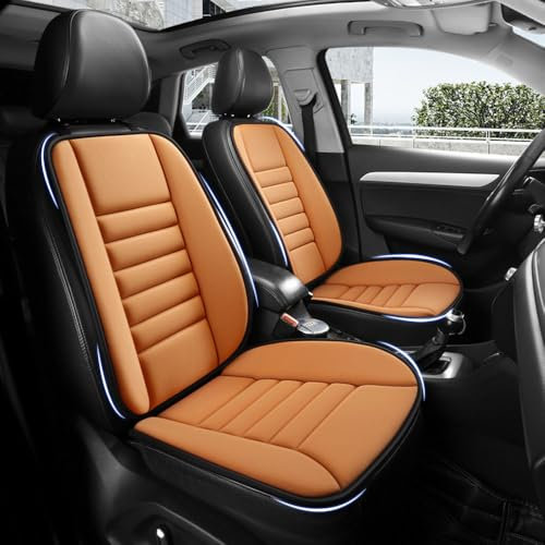 WEDSLK Sitzauflagen Vordersitze für VW Beetle/VW Bora, Anti Rutsch Autositz Auflage, Autositzschoner Vordersitz, Sitzkissen für Autositz,D/Orange