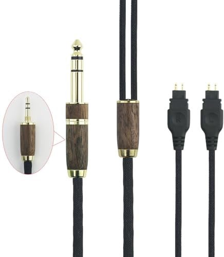Replacement Upgrade Audio Cable Compatible with Sennheiser HD650 HD600 HD580 HD660S HD660S2 HD58X HD6XX Headphone 7N OCC Copper Silver Plated Cord Walnut Wood Shell 3.5mm/6.35mm Adapter