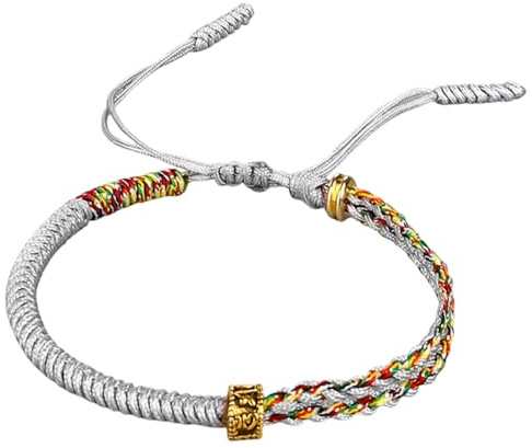 Auriela Tibetan Buddhist Good Luck Rope Woven Bracelets,Six Words Mantras Amulet Braided Bracelets Handcrafted Wristband for Women, Men, Teens,Adjustable Size,Friendship Present