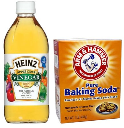 Heinz Apple Cider Vinegar (473ml) & Arm & Hammer Pure Baking Soda (454g) – Natural Cleaning & Cooking Bundle – Multi-Purpose Household Essentials for Deodorising, Baking, and DIY Uses