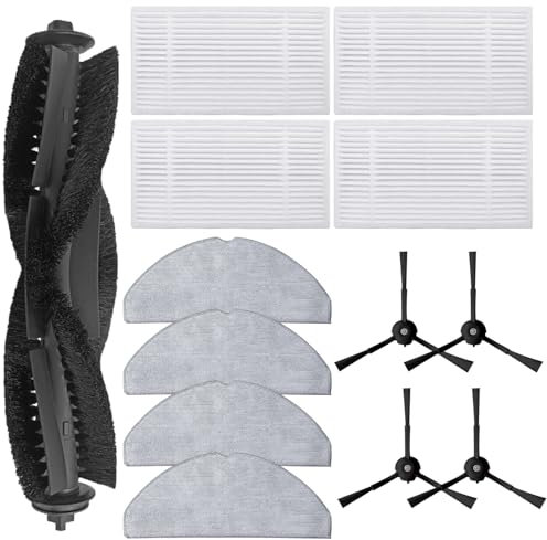 Set de 13 Pièces de Rechange pour Robot Aspirateur Tapo RV30 Max Plus / RV30 Max / RV20 Max Plus / RV20 Max – 1 Brosse Principale, 4 Brosses Latérales, 4 Lingettes et 4 Filtres