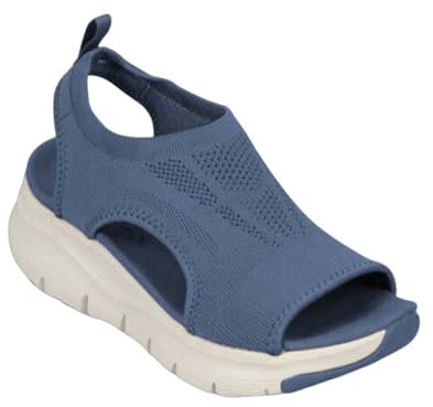 Generico Sandalo Donna Ortopedico Sandali Casual Sportivo Morbida Sandalo Memory Foam Estive Traspiranti Slingback Con Zeppa Washable Lavabili Scarpe Punta Aperta Comodi Mesh Leggero