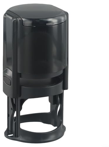 Runde selbstfärbende Stempel mit Halter für effiziente Büro- und Geschäftsnutzung, zum Beschriften und Organisieren (schwarz)