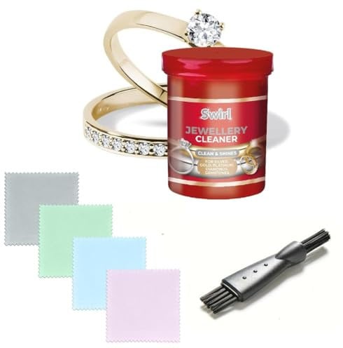 Jewellery Cleaning Kit with 151 Jewellery Cleaner 145ml, Silver Dip, Gold & Diamond Ring Cleaner, 2 Polishing Cloths & Brush – Jewellery Care Set