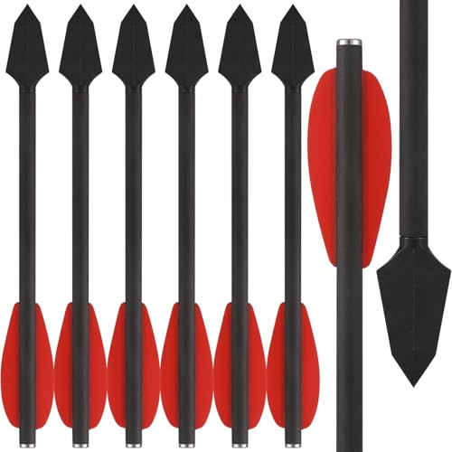 HUNTSPM 6,3 Carbon Pistolenarmbrust Bolzen Pfeile mit Jagdspitzen Jagdpfeile, Carbon Armbrustbolzen Armbrustpfeile für 50 lb / 110lb Pistole Armbrust Präzisionsziel Jagd