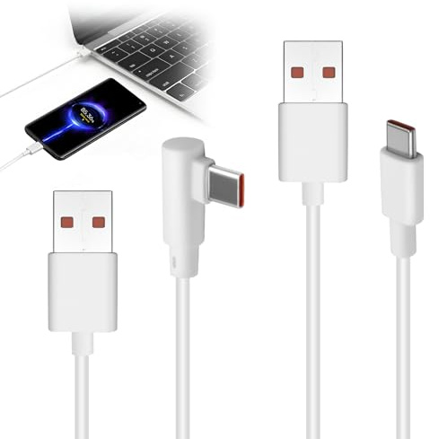2 Piezas 120W Cable Rápida USB C, 2M 6A Carga Cable para Xiaomi 14 13 12 11 10 Pro/Ultra, Rapida Tipo C Cables para Mi15 Mi14T Mi14 Mi13 Mi12 Mi11 X7 X6 X5 X4 F3, Cables Cargador para Redmi Note
