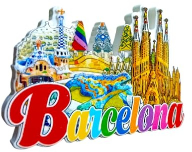 BDM - Imán de Barcelona, Sagrada Familia, Parque Güell, Recuerdos de Viaje, Mosaico Gaudí, Museo Dalí, Souvenir Barcelona - Modelo 16