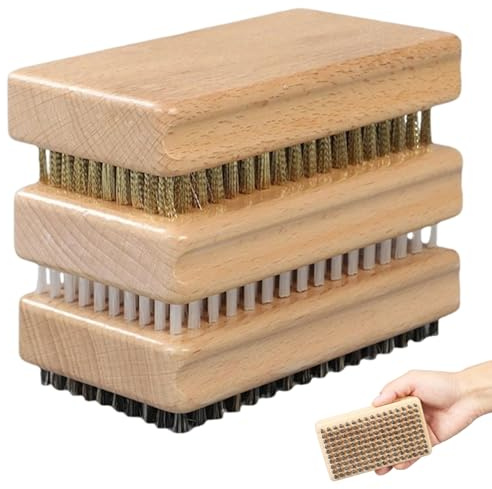 Hperu 3-teiliges Snowboard-Wachsbürsten-Set aus Holz mit Nylonbürste, Pferdehaar, Messing, wiederverwendbares Skiwachs zum Entfernen von Flecken und Rost, Schleifen und Polieren, Snowboard-Set