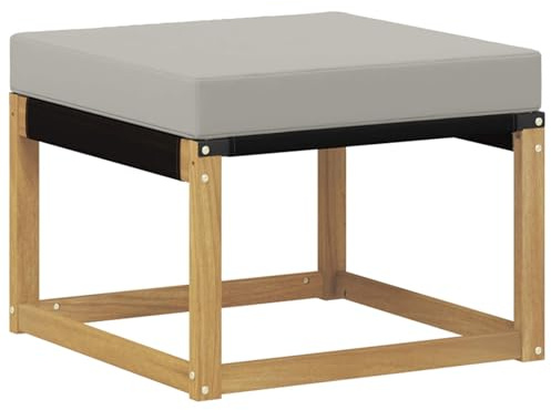 vidaXL Outdoor-Fußhocker Massivholz Akazie und Textilene Stoff Weiß, Akazienholz Balkonmöbel, modernes, Robustes Lounge-Set für vielseitige Garten-Nutzung, wetterfest und schick