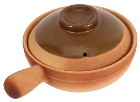 NUSITOU Olla de Barro Pequeña de 600 Ml para Estofado y Sopa, Utensilio Multifuncional de Arcilla Diseño Tradicional Adecuado para Fiestas y Viajes