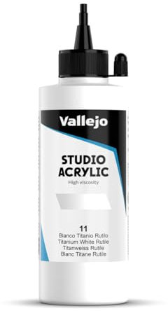 VALLEJO ACRYLIC STUDIO, PINTURA ACRÍLICA, 200ML, BLANCO TITANIO RUTILO, Nº 11