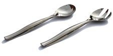 MOZAIK Metallised Plastic Salad Serving Spoon & Fork Set (2 Serving Salad Forks, 2 Serving Salad Spoons)
