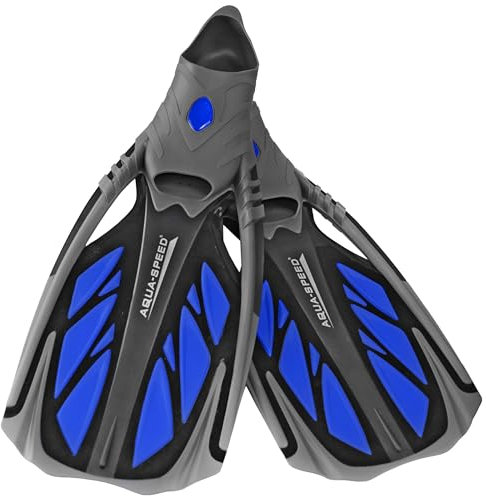 Aqua Speed INOX Unisex Flossen für bequemes Schnorcheln Tauchen Schwimmen | Taucherflossen | Schwimmflossen | Schnorchelflossen, grau/blau, 42/43