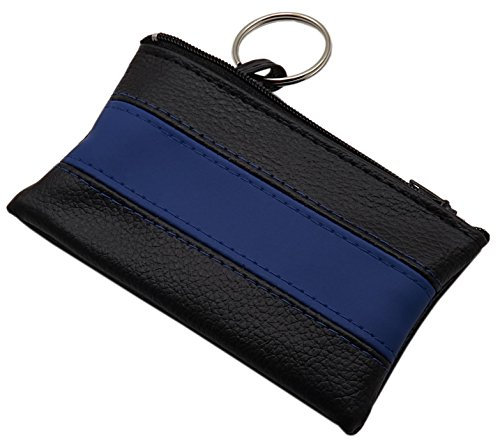 Praktische Schlüsseltasche/Schlüsseletui/Schlüsselmäppchen mit 1 Reißverschlussfach (Schwarz/Blau)