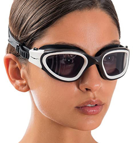 AqtivAqua Schwimmbrille Herren Damen Schwimmbrillen Erwachsene Kinder DX-S (Weiß, Getönte)