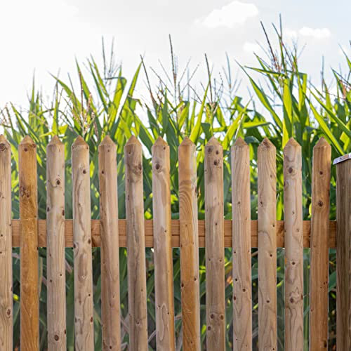 Gartenwelt Riegelsberger 5er Set Zaunbrett Fichte 27x60 mm, 100 cm hoch, Typ C, gekegelt, halbrund, Fichtenholz KDI Holz Zaunlatte Zaunstakete Zaun von Gartenwelt Riegelsberger