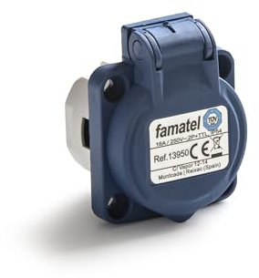 FAMATEL - Base empotrar IP54 | 2P+TTL | 16A | 250V | Azul