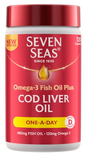 Seven Seas Omega-3 FISH Oil Plus Cod Liver Oil, 120 Capsules