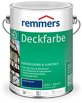 Remmers Deckfarbe königsblau, 2,5 Liter, Deckfarbe für innen und außen, Wetterschutzfarbe viele Untergründe, hochdeckend, wetterfest