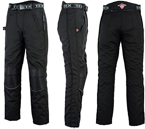 Texpeed Motorradhose Überhose mit protektoren herren und voller Reißverschluss - Textil Wasserdicht Motorroller Motorrad Bikerin Mit Schutz (EN 1621-1) - Schwarz