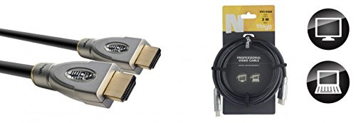 Stagg 21539 3 m Full Metal HDMI A Male Gold Plated Connector Audio/Video Cable - Black