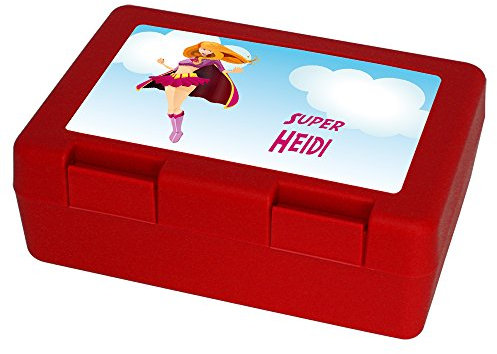 Eurofoto Brotdose mit Namen Heidi und schönem Superheldin-Motiv für Mädchen - Brotbox - Vesperdose - Vesperbox - Brotzeitdose mit Vornamen