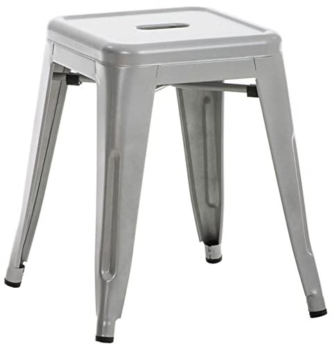 CLP Hocker Armin I Metallhocker stapelbar und pflegeleicht I Stapelhocker bis 200 kg belastbar I Sitzhöhe 46 cm, Farbe:Silber