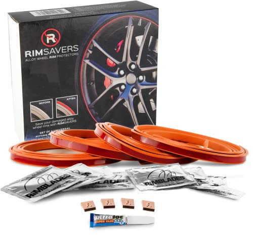 Rimsavers FELGENSCHUTZ & STYLING Felgenschutzring Alu Felgen Ringe Felgenrandaufkleber Felgenstyling Rim Protector Guard Ringz Rimblades (Orange)