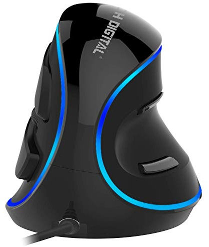 JTD Mouse USB verticale ergonomico a filo con sensibilità regolabile (600/1000/1600 DPI), resistenza allo scorrimento, poggiapolsi rimovibile