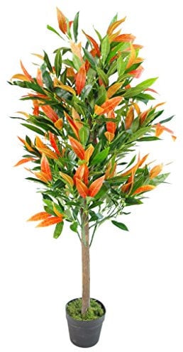 Leaf Design UK Künstlicher Ficusbaum, 130 cm, Rot/Grün