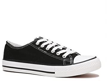 La Modeuse-Baskets, Slip-on-Tennis Basses en Toile avec laçage à 6 œillets