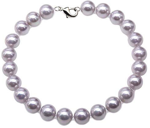 JYX Perlenkette Echte 18 mm Runde Lavendel Südsee Muschel Perlen Halskette für Damen 45 cm