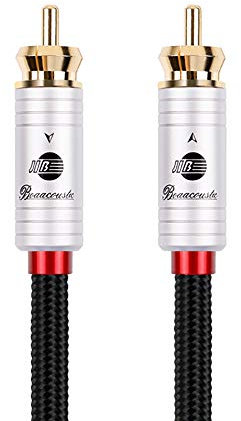 BOAACOUSTIC JIB Audiophile Cinch Subwoofer Kabel - Cinch RCA Digitales Koaxialkabel 75 Ohm S/PDIF Digital Audio Koaxial Kabel für Subwoofer AV Receiver Verstärker Heimkino 1.5m