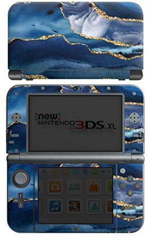 DeinDesign Skin kompatibel mit Nintendo New 3DS XL Folie Sticker Marmor Blau Gold & Kupfer