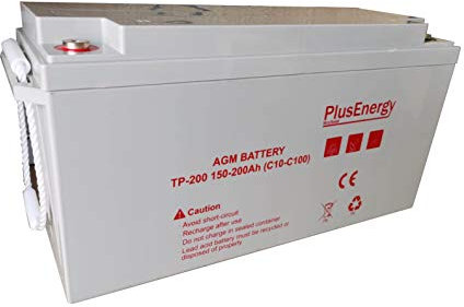 Batería AGM PlusEnergy TP200 12V 200Ah Ciclo Profundo Uso para instalaciones Solar Descarga Profundo