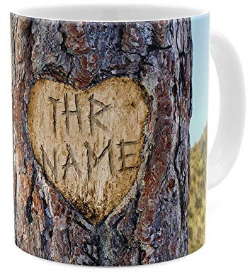printplanet® Tasse mit Namen personalisiert - Motiv: Baumherz - individuell gestalten - Farbvariante Weiß