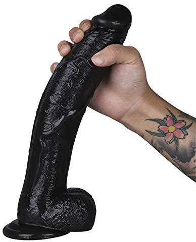Riesen Dildo XXL Dildo Anal Dildo 31.5 * 5.5 cm Größe, Geeignet Für High-End-Spieler, Mit Venen Und Rauen Hoden, Realistische Dongs Echte Penis Nachbildung Und Unisexspielzeug,Schwarz