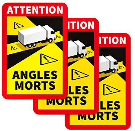 PrintAttack P087 | Angles Morts Sticker Toter Winkel Aufkleber wetterfester Aufkleber, Blind Spot LKW Transporter Bus Aufkleber | 3x 17x25cm (3 Stück LKW)