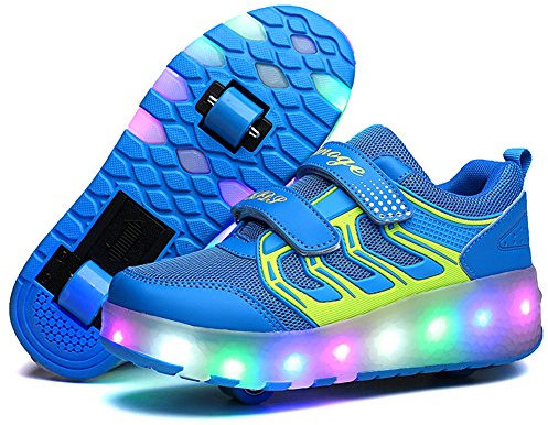 Sily Life Sneaker LED/Skateboard Jungen Mädchen,Schuhe LED Licht mit Rollen,USB Aufladen,Licht 7 Farbe Bunt,Drucktaste Einstellbare, Outdoor Sport Gymnastik Running Schuhe