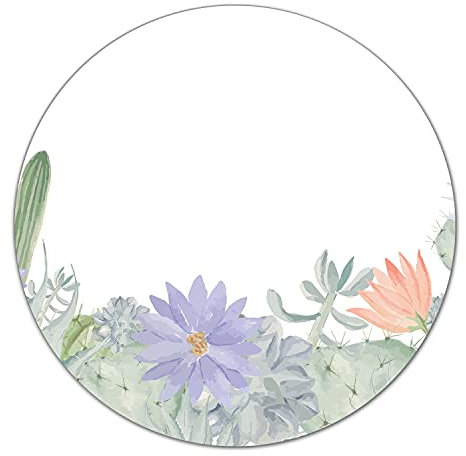 Coloray Glass Chopping Board Worktop Saver ⌀ 15.8 inch/fi 40cm Tempered Safety Glass Cutting Board Splashback for Kitchen Protection - Cacti Roll Floral