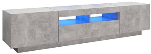 vidaXL Mueble para TV con Luces LED Soporte Mobiliario Aparador Estante Salón Sala de Estar Dormitorio Decoración Gris Hormigón 180x35x40 cm