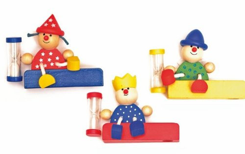 alles-meine.de GmbH Zahnputzuhr Zahnbürstenhalter mit Sanduhr Holz Woody Woody Kinderland
