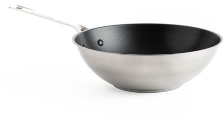 KitchenAid Stainless Steel Wok (28cm/3,6l), PFAS-freie gesunde keramische Antihaftbeschichtung beschichtet, Induktionsgeeignet, backofengeeignet, spülmaschinenfest, Silber