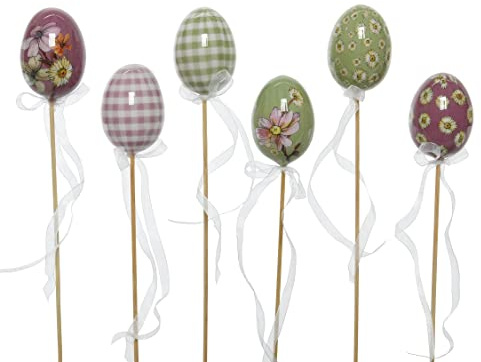 Kaemingk fröhlich Bunte Kunststoff-Dekoeier als Blumenstecker Preis für Set a 6 Stück