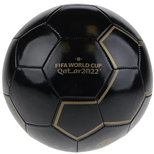 FIFA Fußball Weltmeisterschaft Qatar 2022, offizielles Turnier-Fußball, Größe 5, Futbol für Jugendliche und Erwachsene Fußballspieler, Metallic Schwarz und Gold