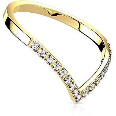 Treuheld® Edelstahl Ring mit Spitze und Kristallen | Farbe: gold - Größe: 51